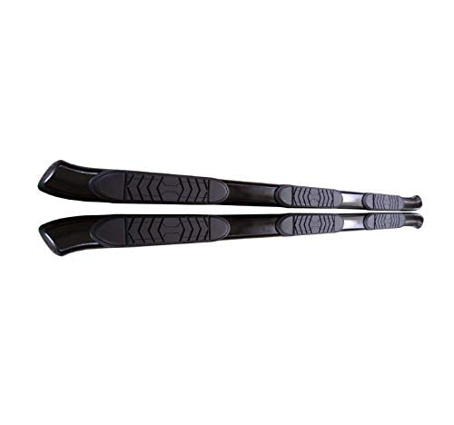 Ford F-150 SuperCab Truck Running Boards Fits 6.5 Foot Bed 2015-2026 Oval 5 Inch Wheel-to-Wheel Nerf Bars with Step Pads and Bed Step – Black Powder Coated Steel Rocker Panel Mount TrailFX A7050B