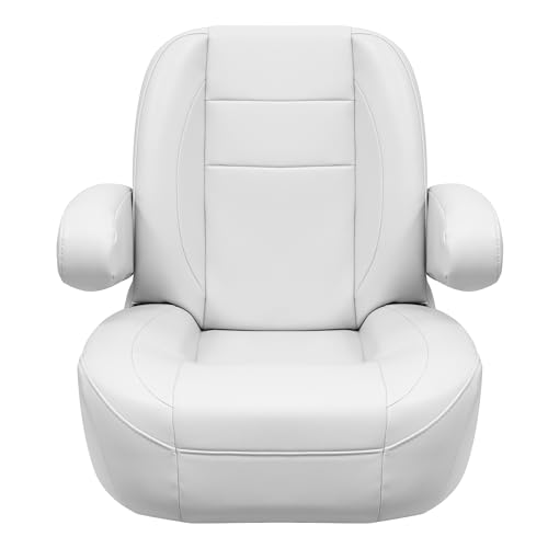 Mid Back Wise 3127-784 Premier Pontoon/Boat Helm with Flip Up Arm Rests - Brite White