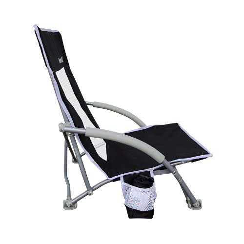 Hurley Outdoor Low Sling Folding Chair, Black