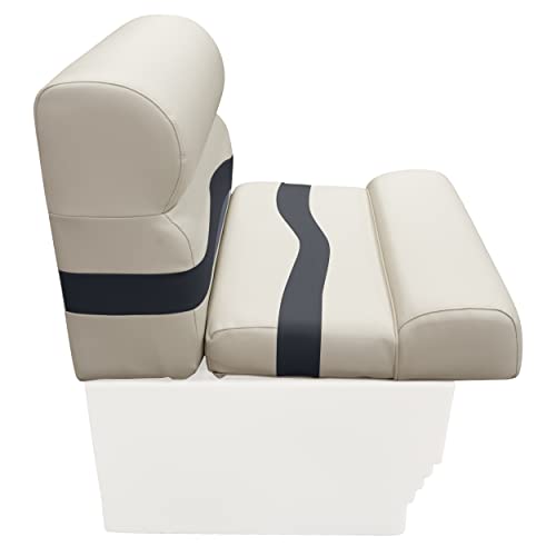 Wise Premier Series BM1143-986 Pontoon 27" Bench Seat Cushion Set, Platinum/Spectra Navy/Cobalt