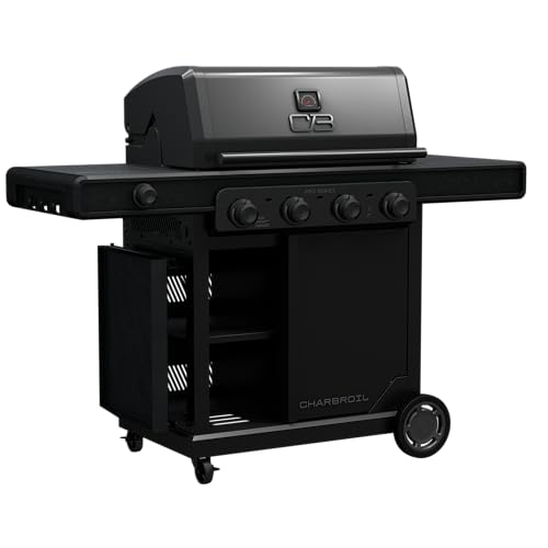 Pro Series Charbroil with Amplifire Infrared Technology 4-Burner Propane Gas Grill Cabinet with Side Burner, Black - 463281024