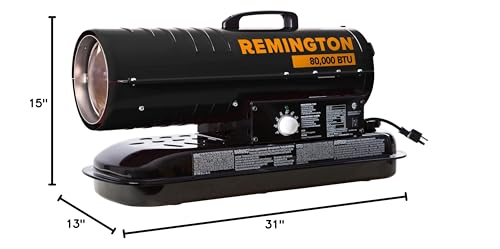 Kerosene/Diesel Heater Remington 80,000 BTU | For Warehouses, Construction, Garages, Barns and Workshops REM-80T-KFA-B