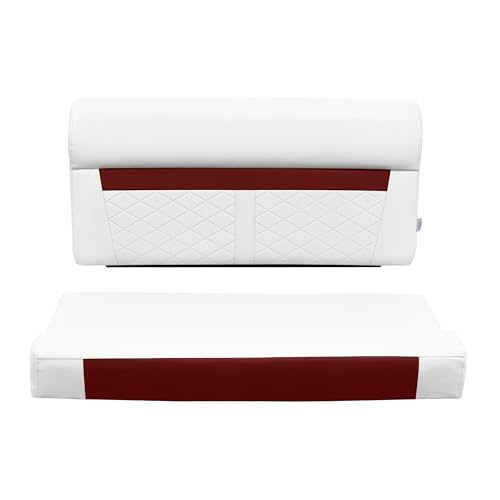 DLX100-1906 Wise DLX Series 37" Pontoon Bench Seat Cushion Set - White/Crimson Red