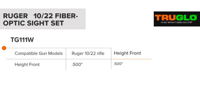 Ruger 10/22 Compatible TRUGLO Rimfire Fiber Optic Front Red Rear Green Sight Set