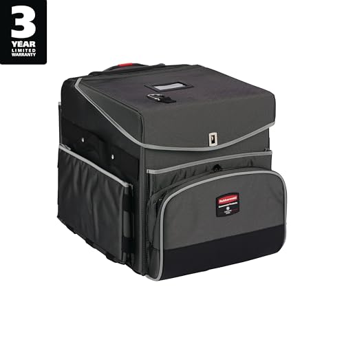 Rubbermaid Commercial Products Quick Carts Executive, Mobile/Travel Office Cart, Small, Dark Gray, for Housekeeper/Sales Rep/Medical Professionals/Home Healthcare/Teachers