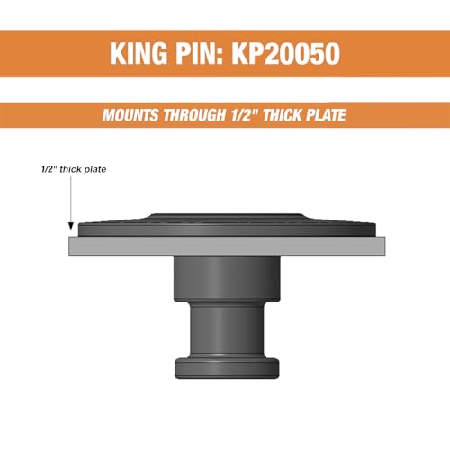 Buyers Products Trailer King Pin KP20050, 2-Inch, 0.50-Inch Bolster Plate Thickness, Weldable, Strength And Reliability To Your Fifth Wheel, 5th Wheel Accessories, Black