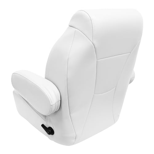 High Back Wise 3126-784 Premier Pontoon/Boat Reclining Helm with Flip Up Arm Rests - Brite White