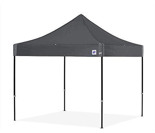 E-Z UP Instant Shelter Eclipse Canopy, 10' x 10', Black Steel Frame and Professional Grade Gray Top