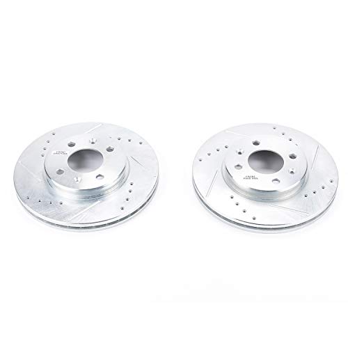 Power Stop Front JBR1566XPR Drilled & Slotted Rotor Pair For Hyundai Accent 2012-2017, Kia Rio 2012-2017 [Model Specific]