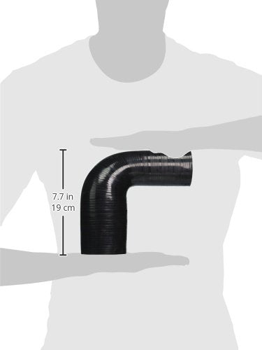 HPS 90 degree HTSER90-238-312-BLK Silicone High Temperature 4-ply Reinforced Elbow Reducer Coupler Hose, 55 PSI Maximum Pressure, 4" Leg Length on each side, 2-3/8" > 3-1/8" ID, Black