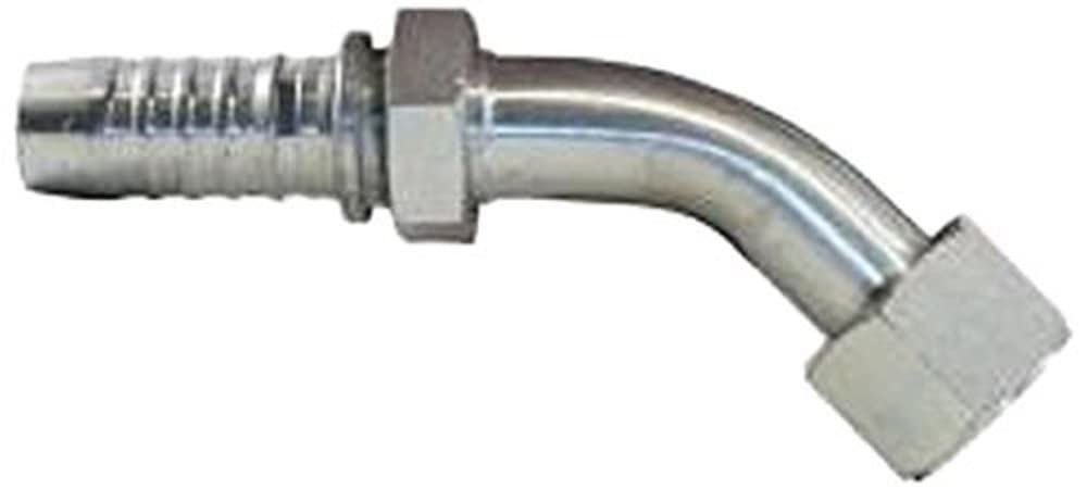 GlobalSpiral Gates 12GS-12FJX45S Couplings, Female JIC 37° Flare Swivel, Zinc Plated Carbon Steel, 5.12", 45° Bent Tube, 3/4" ID