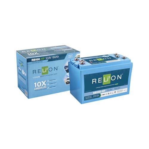 12V RELiON RB100-HP | 100 Ah LiFePO4 Lithium-Ion Dual Purpose Battery | Cranking + House Power | Group 31 | Waterproof (IP67 Rating) | 10 Year Warranty | Perfect for Fresh & Salt Water Boats, RV etc.