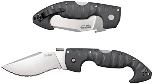 COLD STEEL 4.5 in Spartan Japanese AUS10A Serrated Blade Tactical Pocket Folding Knife w/Tri-Ad Lock and Griv-Ex Handle w/Steel Liners