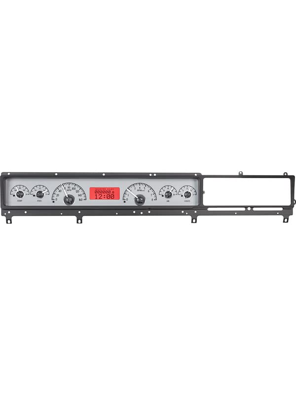 Dakota Digital VHX-66F-FAR-S-R Analog Dash Gauge System with Red Backlighting Compatible Ford 1966-67 Fairlane Car Silver Alloy