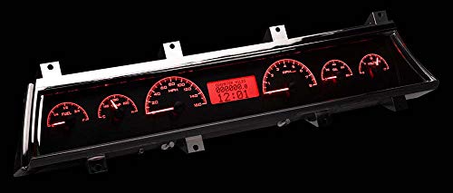 Dakota Digital VHX-66C-CVL-S-R Analog Gauge System Compatible with 1966-67 Chevy Chevelle El Camino Silver Alloy Red Backlighting