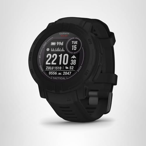 Garmin Instinct 2 Solar, Rugged Outdoor Watch Tactical-Edition with GPS, Solar Charging Capabilities, Built for All Elements, Multi-GNSS Support, Tracback Routing and More, Black
