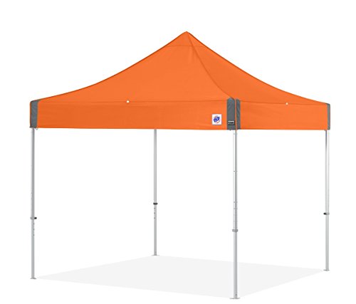 E-Z UP Instant Shelter Endeavor Canopy, 10' x 10', Octagonal-Legged Aluminum Frame, Professional Grade Orange Top, 100 Sq' of Shade
