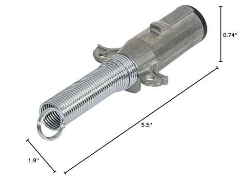 2-Way Buyers Products Die-Cast Zinc Trailer Connector -Trailer Side - Horizontal Pins with Spring, TC2002, SILVER