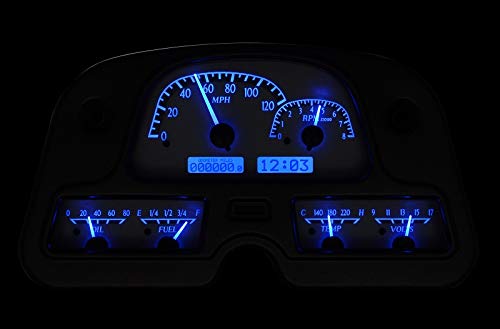 Dakota Digital VHX-62T-FJ-S-B Analog Dash Gauge System Compatible with 1962-84 Toyota FJ40 Land Cruiser Silver Alloy Blue Backlighting
