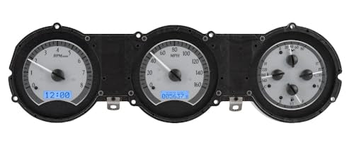 Dakota Digital VHX-62F-FAR-S-B Gauge System Analog Dash Compatible with 1962-63 Ford Fairlane, Silver Alloy Style, Blue Backlighting