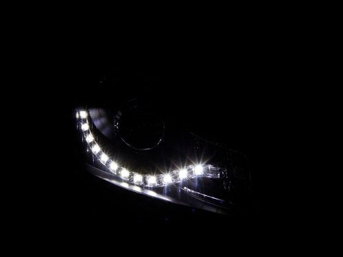 Black Clear AnzoUSA R8 LED Style Projector Headlight for Audi A3 - (Sold in Pairs)