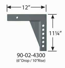 Equal-i-zer Specialty Drop Shank 90-02-4300 - 2 Inch Square 6 Inch drop/10 Inch Rise x 12 Inch Length (XL12)