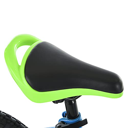 Huffy 14” Kid’s BMX Bike ZRX with Pegs, Training Wheels, Handlebar Bell, Blue and Green