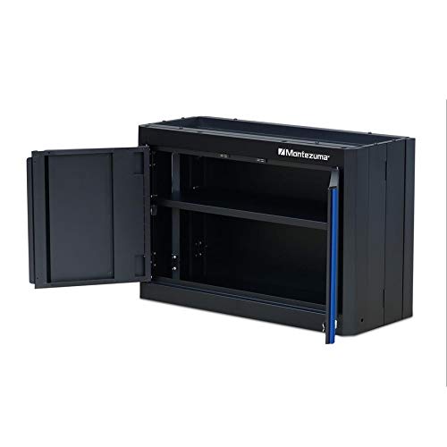 Garage Tool Storage System Montezuma - 30.5 x 12" Locking 2 Door Wall Cabinet with Magnetic Latches & Black Powder Coat Finish - BKMG30202WC