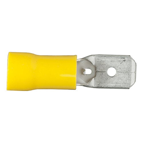 CURT 59433 Yellow Vinyl-Insulated 12-10 Gauge Male Wire Quick Connectors, 100-Pack