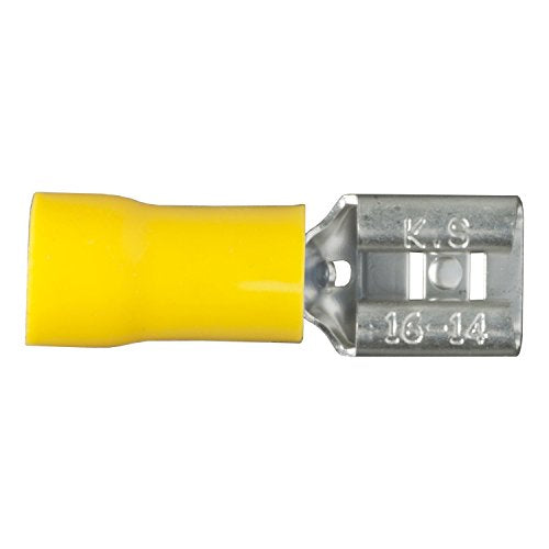 CURT 59593 Yellow Vinyl-Insulated 12-10 Gauge Female Wire Quick Connectors, 100-Pack