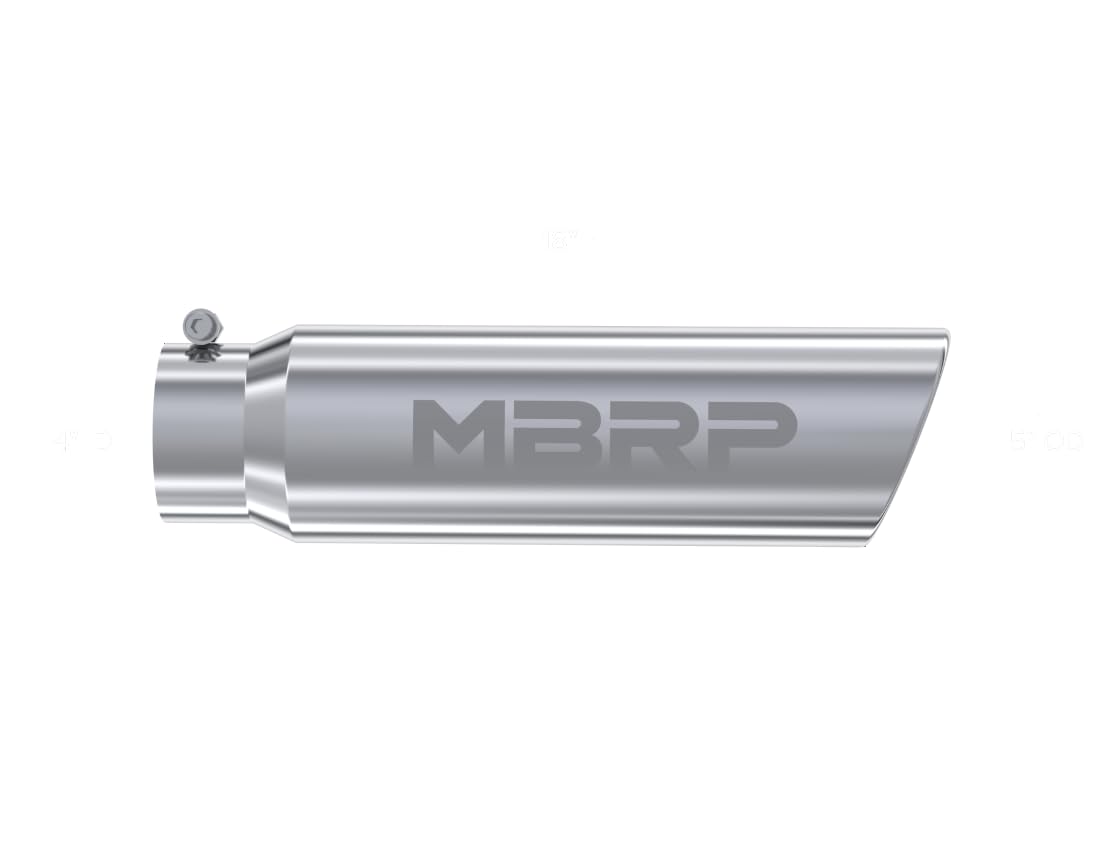 MBRP 5in OD Universal Angled Rolled End 4in Inlet 18in Lgth T304 Exhaust Tip