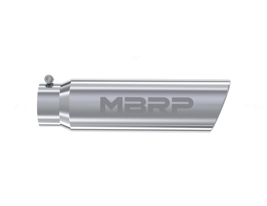 MBRP 5in OD Universal Angled Rolled End 4in Inlet 18in Lgth T304 Exhaust Tip