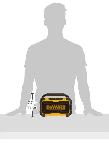 DEWALT Bluetooth Speaker 20V MAX, 100 ft Range, Durable for Jobsites, Phone Holder Included, Lasts 8-10 Hours with Single Charge (DCR010)