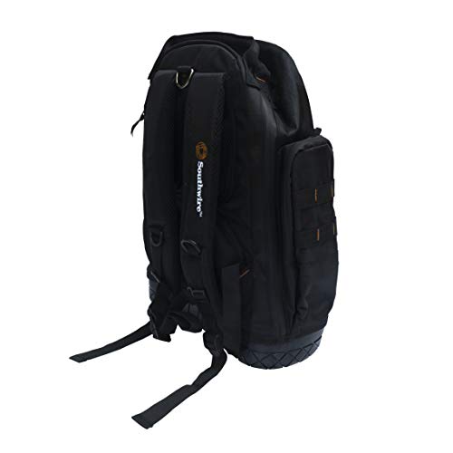 PROBAGBP Southwire Rugged Pro Tool Backpack with Heavy Duty Molded Base, Chest and Padded Shoulder Straps, 28 Pockets, 3 Zippered Pouches, 29 Tool Loops
