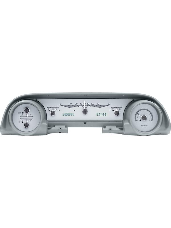 Dakota Digital VHX-63F-GAL-S-W Analog Dash Gauge System Compatible with 1963 64 Ford Galaxie Silver Alloy White