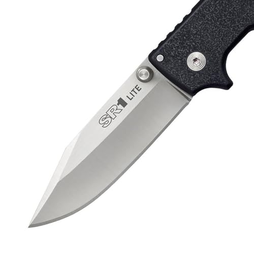 COLD STEEL 8Cr14MoV Steel SR1 Lite 4" Blade Griv-Ex Handle Tactical Self-Defense Folding Knife with Tri-Ad Locking Mechanism, Pocket/Belt Clip