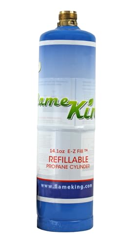 Flame King 1LB Empty Propane Welding Cylinder Tank FLMKNG141LP, Reusable & Transportable - Safe and Legal Refill Option, 14.1 oz, Blue