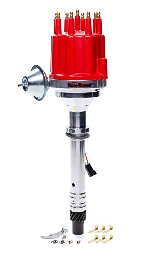 Flame-Thrower Pertronix D300711 Distributor, Plug N Play Billet, Magnetic Pickup, Mechanical Advance, HEI Style Terminal, Red, Compatible with Chevy V8, Each
