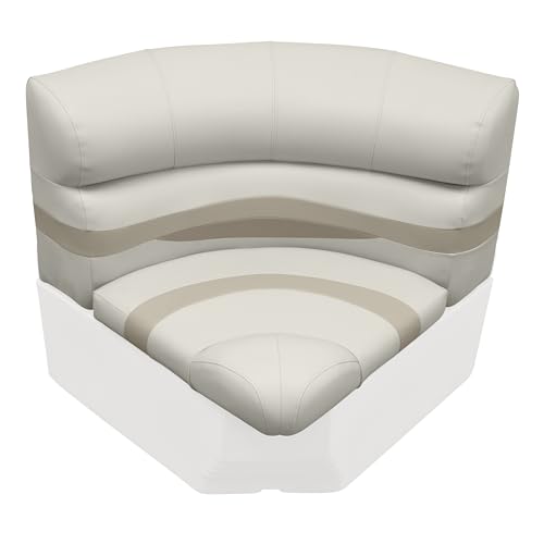 Wise Premier Series BM11028-1066 Pontoon 28" Radius Corner Seat Cushion Set, Stone/Mocha Java/Khaki