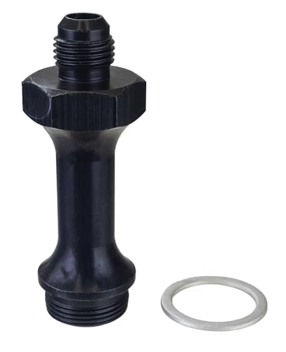 65148 Moroso Carburetor Fuel Inlet Fitting, 6AN x 7/8-20, 3" Long, Black Anodize