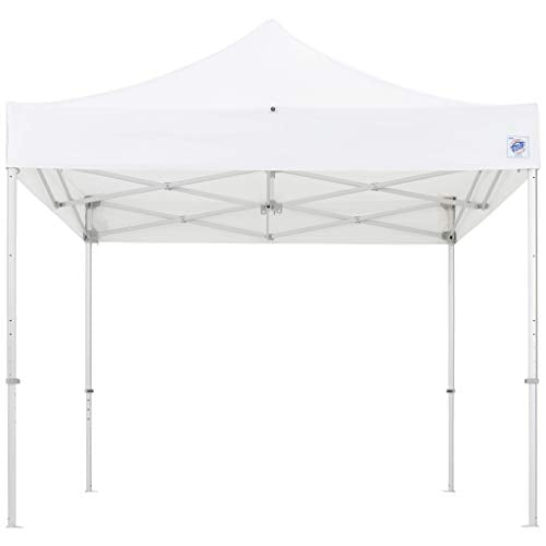 E-Z UP Instant Shelter Endeavor Canopy, 10' x 10', Octagonal-Legged Aluminum Frame, Professional Grade White Top, 100 Sq' of Shade