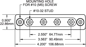2305 Blue Sea MiniBus 100 Ampere Common BusBar 4 x 10-32 Stud Terminal
