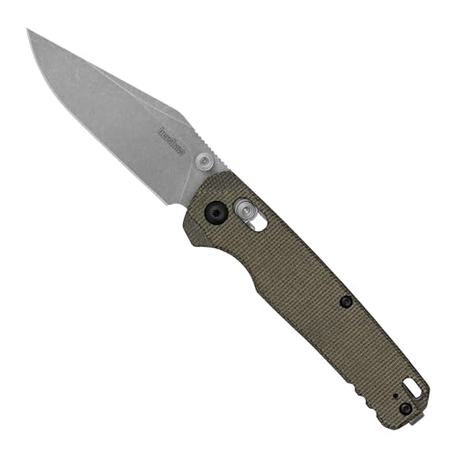 Kershaw Pocket Knife Bel Air, Olive Design, 3.05 Inch Stainless Steel Clip Point Blade, EDC with Assisted Opening, Reversible Carry, USA Made, Everyday Carry Pocket Knife for Men and Women