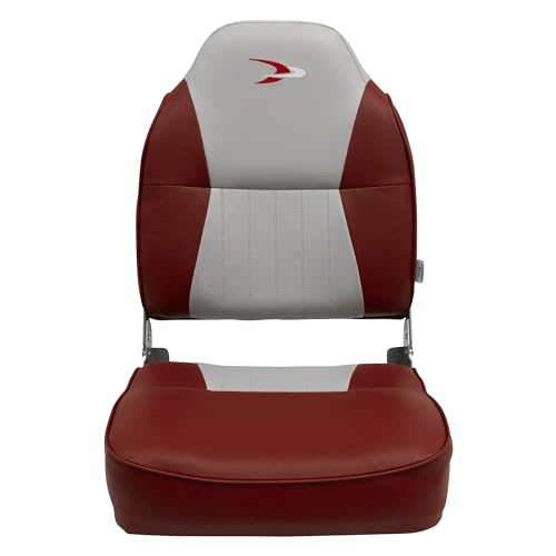 Lund Style Wise 8WD640PLS-661 High Back Boat Seat, Grey/Red
