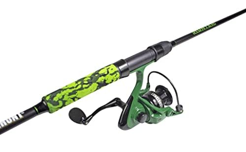 Lunkerhunt Hunter Fishing Rod and Reel Combo 6 Feet 8 Inches | Spinning Reel Right and Left | Lightweight Fishing Rod Combo Atomic Hunter | Premium Medium Power Fishing Pole with EVA Camouflage Grip