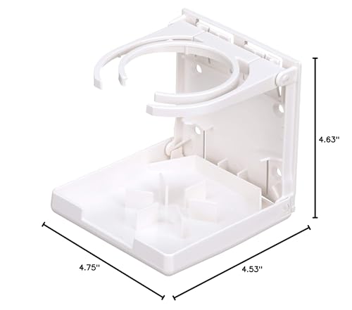 Dual-Ring Attwood 2449-7 Fold-Up Drink Holder, Polycarbonate, 4 5/8-Inch H x 4 9/16-Inch W, 4 ¾-Inch D, White