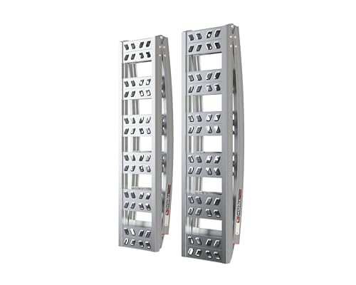 90” Yutrax® Folding Arched Ramps, High-Strength Extruded Aluminum, 1500 lb. Load Capacity, Arched Design, Folds for Transport, ATV/Golf Cart/Riding Lawn Mower Loading, Pair, YR401