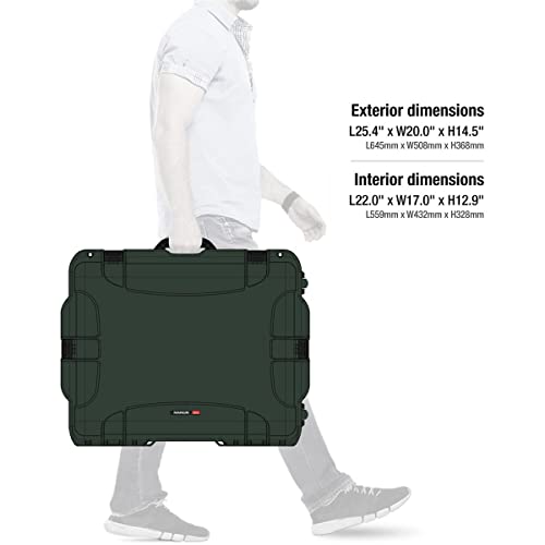 NANUK 960 Wheeled Series Lightweight NK-7 Resin Waterproof Protective Rolling Case with Foam, Olive
