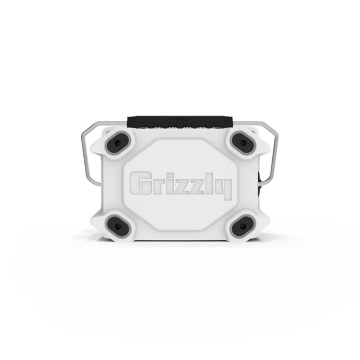 20 Cooler Grizzly | 20 qt Ice Chest Durable Rotomolded Insulated | Made in USA | Warranty for Life | For Beach Boat Camping Fishing Hunting | G20 | White