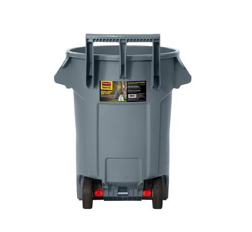 Rubbermaid Commercial Products Wheeled Vented Brute Trash Container, 32 Gal Gray, for Landscapers/Construction Sites/Restaurants/Back of House/Offices/Warehouses/Commercial Environments